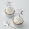 FOILED STAR CUPCAKE TOPPERS SILVER 5X11.5CM 10PCS - Image 2