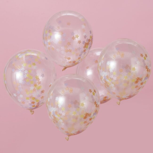 PASTEL STAR SHAPED CONFETTI BALLOONS - 5PCS - Image 3