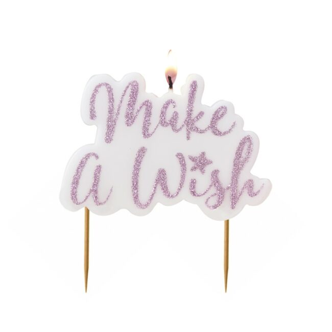 PINK GLITTER MAKE A WISH CANDLE