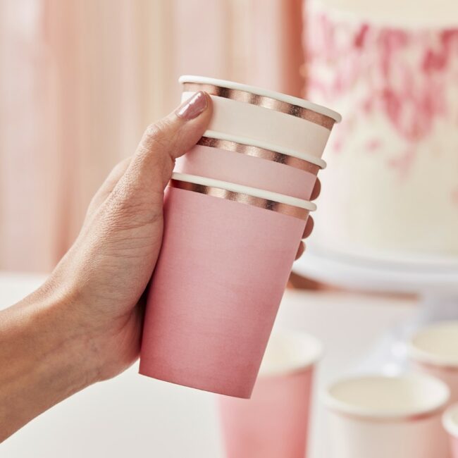 OMBRE PINK PAPER CUPS - 8PCS - Image 3