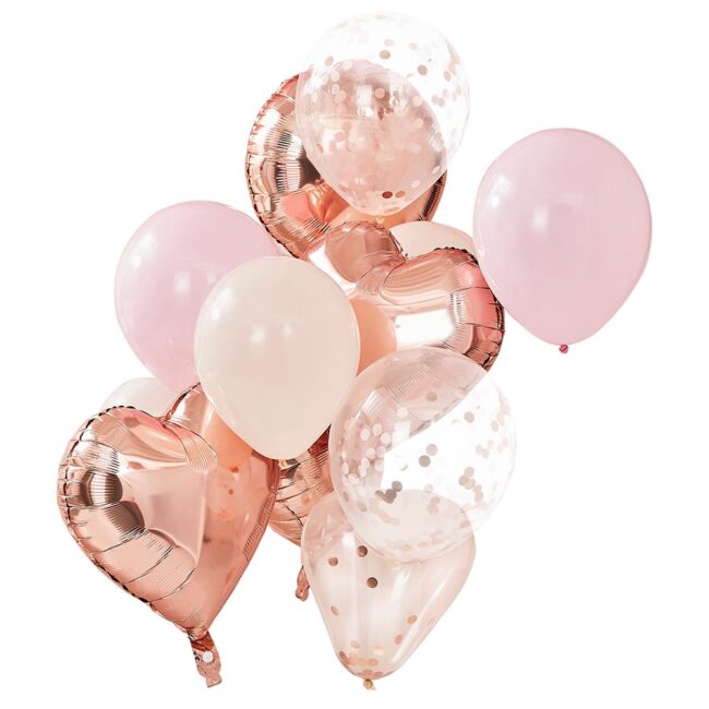 BLUSH & ROSE GOLD BALLOONS BUNDLE 12PCS