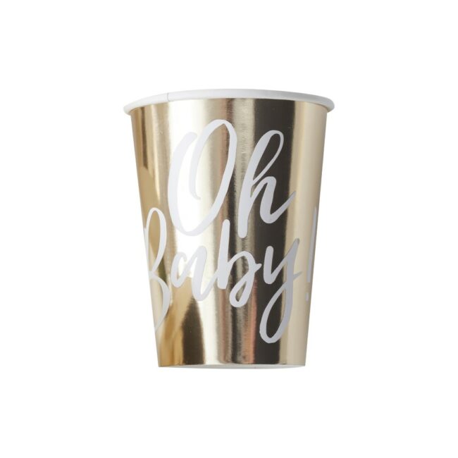 OH BABY! GOLD BABY SHOWER CUPS - 8PCS