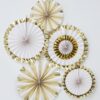 GOLD FOILED PAPER FAN DECORATIONS - 5PCS - Image 2