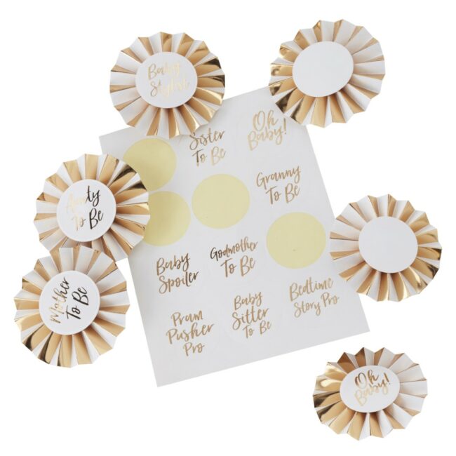 GOLD FOILED BABY SHOWER BADGE KIT - OH BABY!