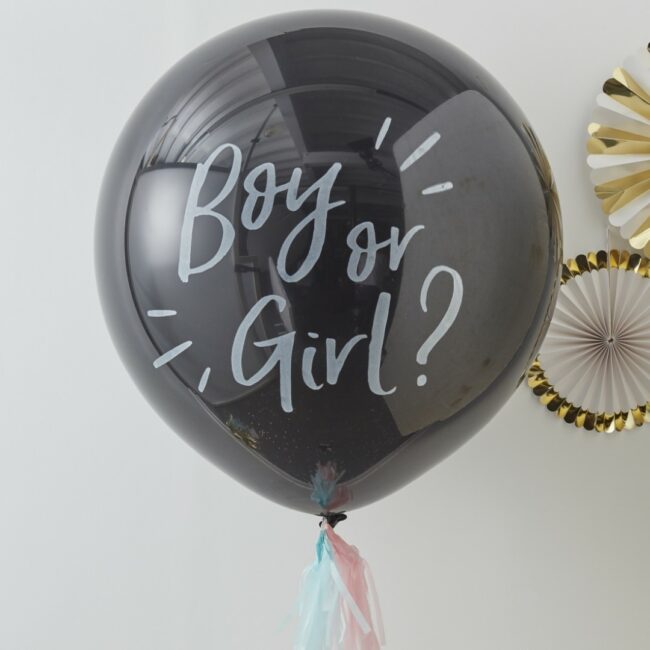 BOY OR GIRL GENDER REVEAL BALLOON 36'' & 4 TASSELS - Image 3
