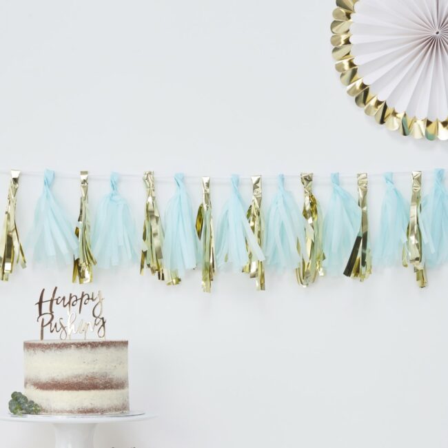 BLUE AND GOLD TASSEL GARLAND - Image 3