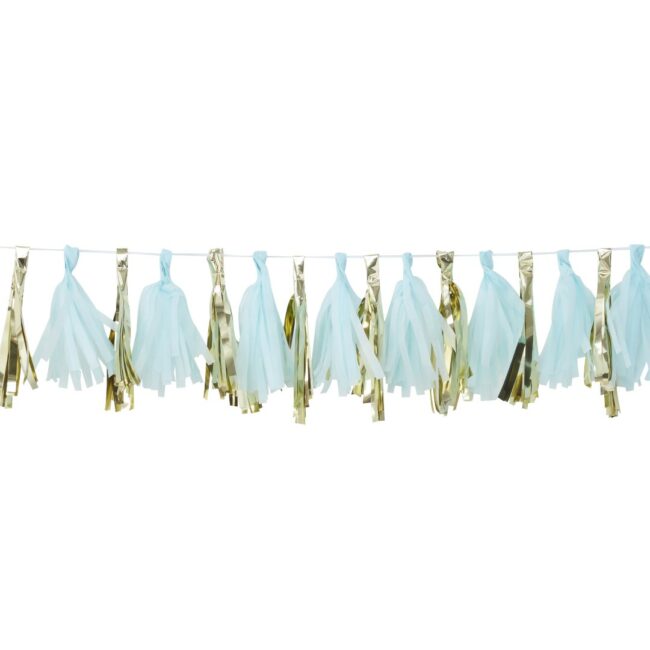 BLUE AND GOLD TASSEL GARLAND
