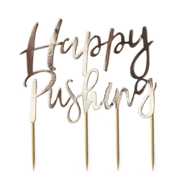 HAPPY PUSHING BABY SHOWER CAKE TOPPER