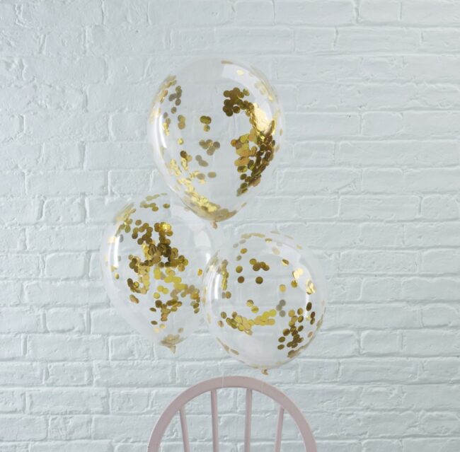 CONFETTI BALLOONS GOLD 5PCS - Image 2
