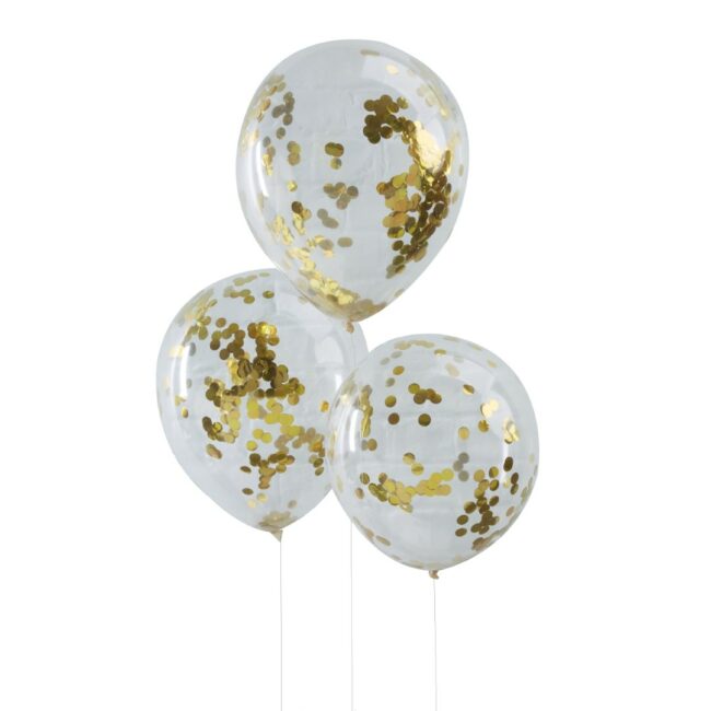 CONFETTI BALLOONS GOLD 5PCS