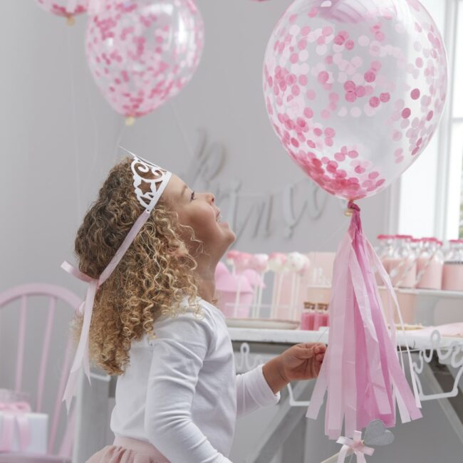 PINK CONFETTI BALLOONS - 5PCS - Image 3
