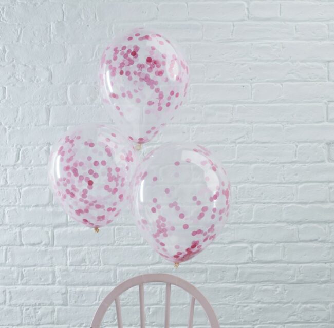 PINK CONFETTI BALLOONS - 5PCS - Image 2