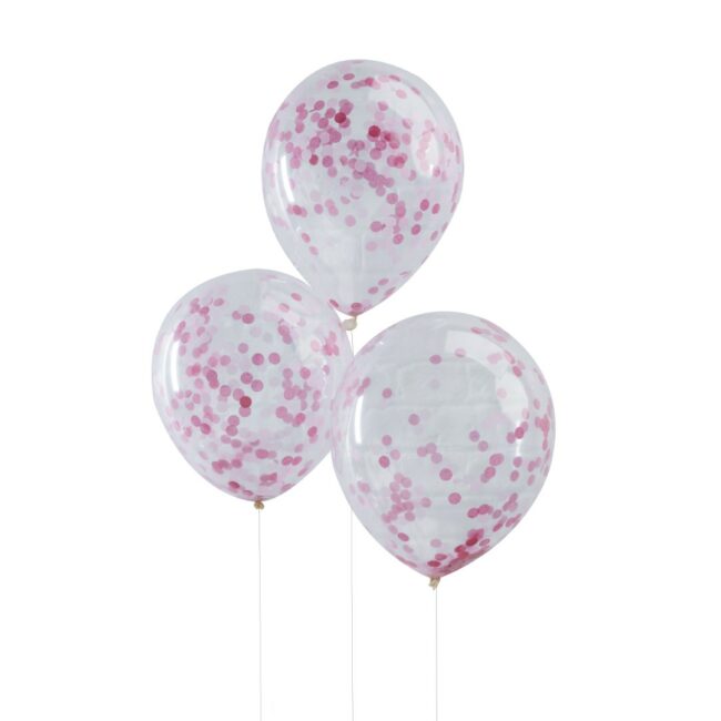 PINK CONFETTI BALLOONS - 5PCS
