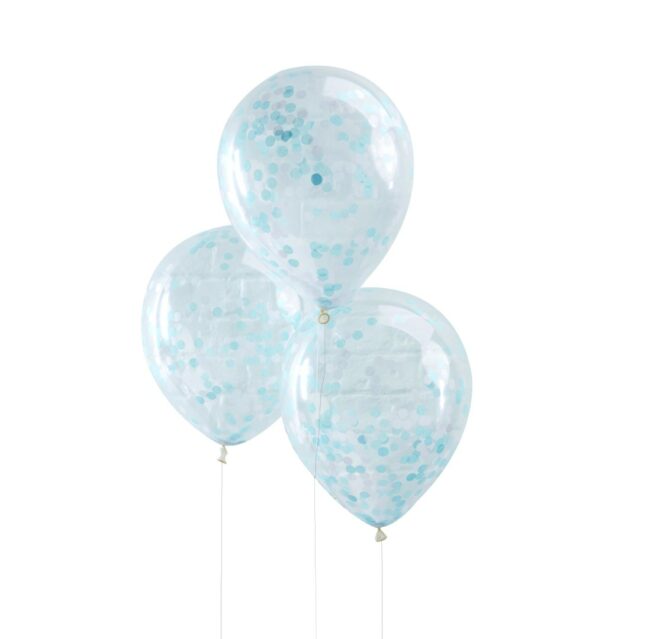 BLUE CONFETTI BALLOONS - 5PCS