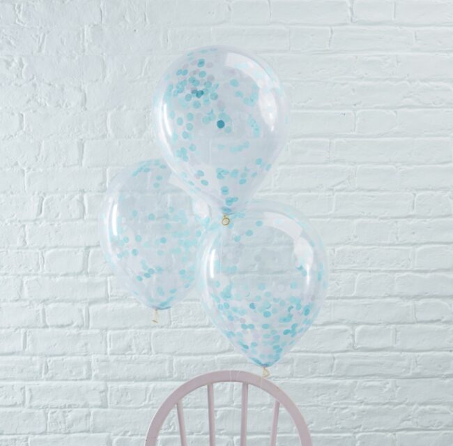 BLUE CONFETTI BALLOONS - 5PCS - Image 2