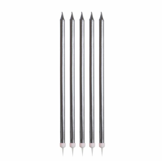 SILVER TALL CANDLES - 24PCS
