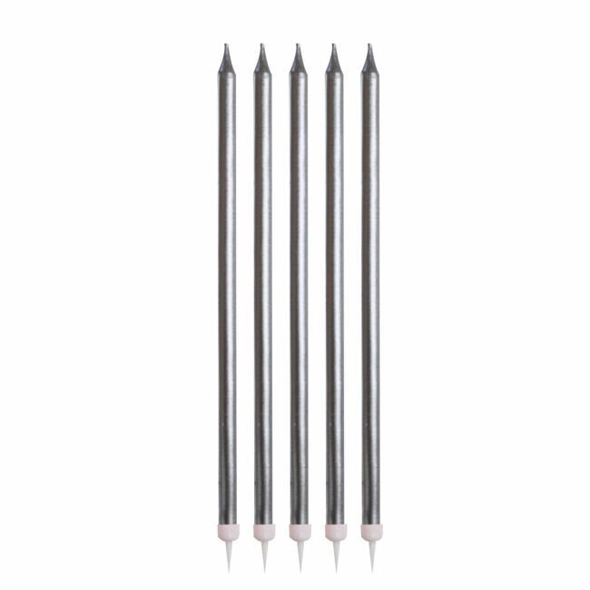 SILVER TALL CANDLES - 24PCS