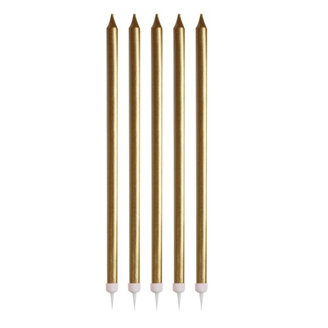 TALL CANDLES GOLD 0.5XH14CM 24PCS