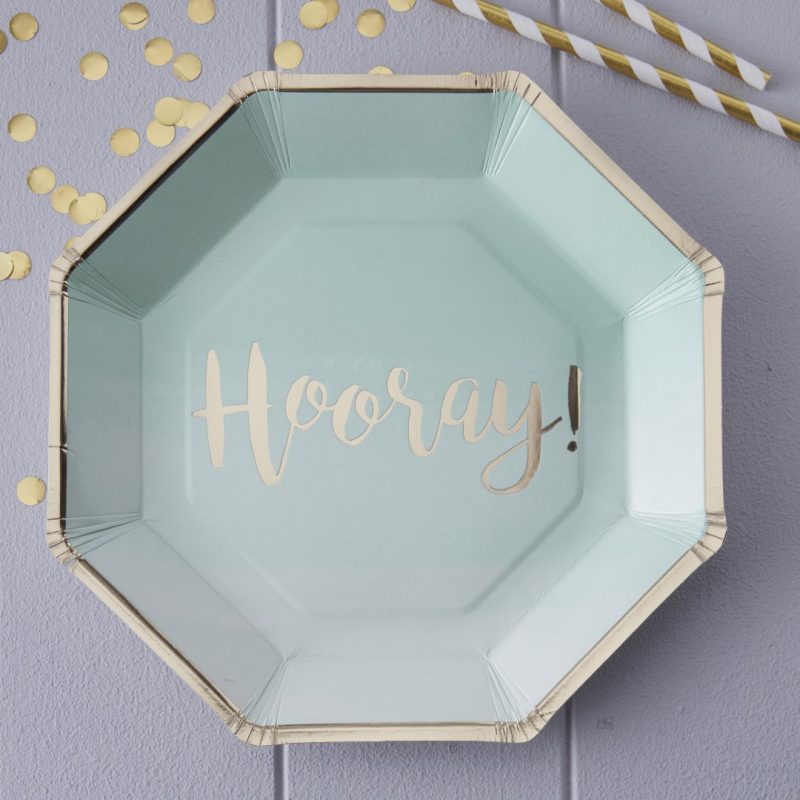 TEAM BRIDE PAPER PLATES FOILED ROSE GOLD FLORAL 24X24CM 8PCS