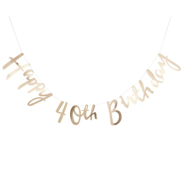 GOLD HAPPY 40TH BIRTHDAY BUNTING