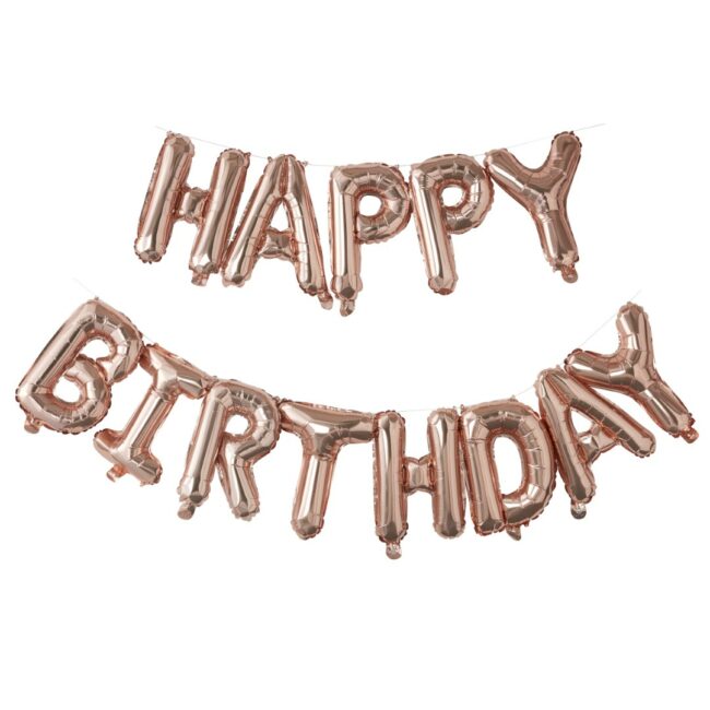 ROSE GOLD HAPPY BIRTHDAY BUNTING BALLOON
