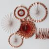 PAPER FAN ROSE GOLD PARTY DECORATIONS - 5PCS - Image 2