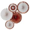 PAPER FAN ROSE GOLD PARTY DECORATIONS - 5PCS