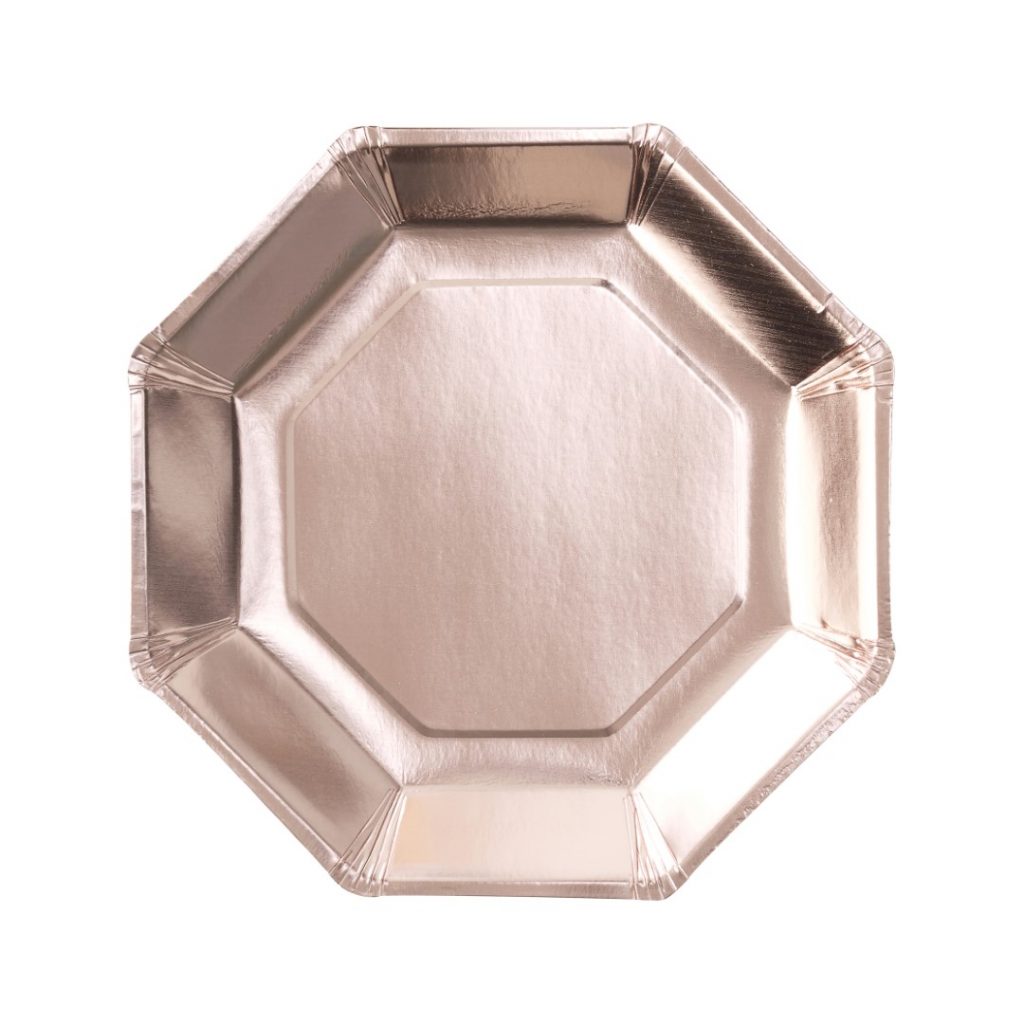 ROSE GOLD PAPER PLATES 8PCS Pergamos
