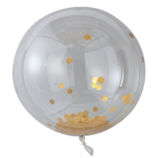 LARGE CONFETTI ORB BALLOONS GOLD 3PCS