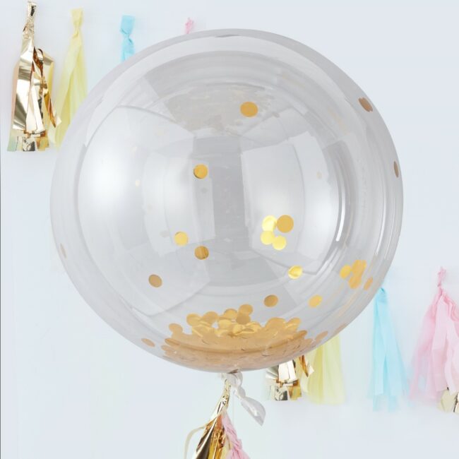 LARGE CONFETTI ORB BALLOONS GOLD 3PCS - Image 3
