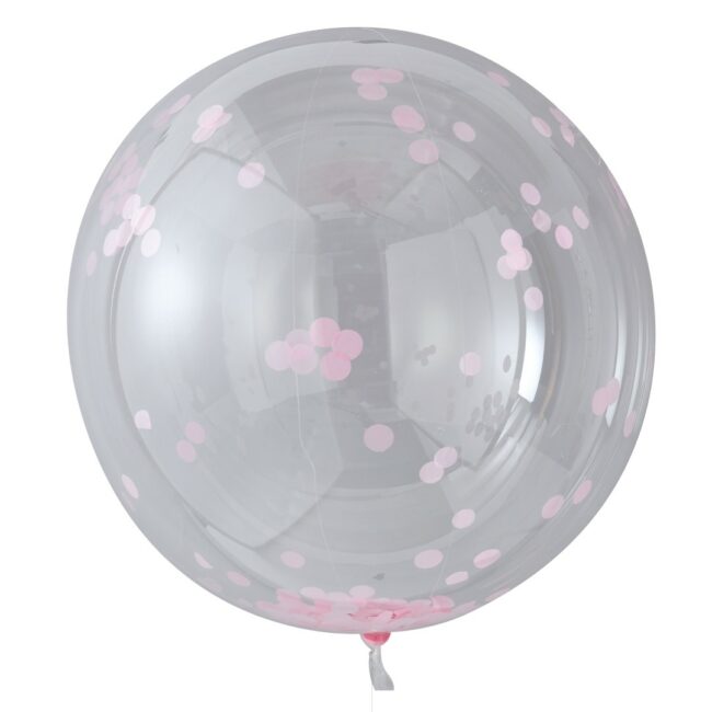 LARGE PINK CONFETTI ORB BALLOONS - 3PCS
