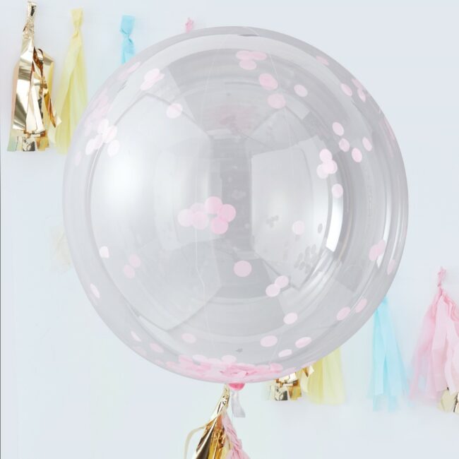 LARGE PINK CONFETTI ORB BALLOONS - 3PCS - Image 3
