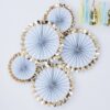 PAPER FANS GOLD FOILED BLUE 5PCS - Image 2