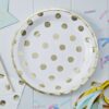 GOLD FOILED POLKA DOT PAPER PARTY PLATES 8PCS - Image 2
