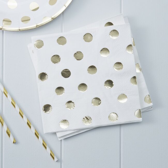 GOLD FOILED POLKA DOT PARTY NAPKINS 20PCS - Image 3