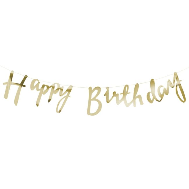 GOLD HAPPY BIRTHDAY BUNTING BANNER