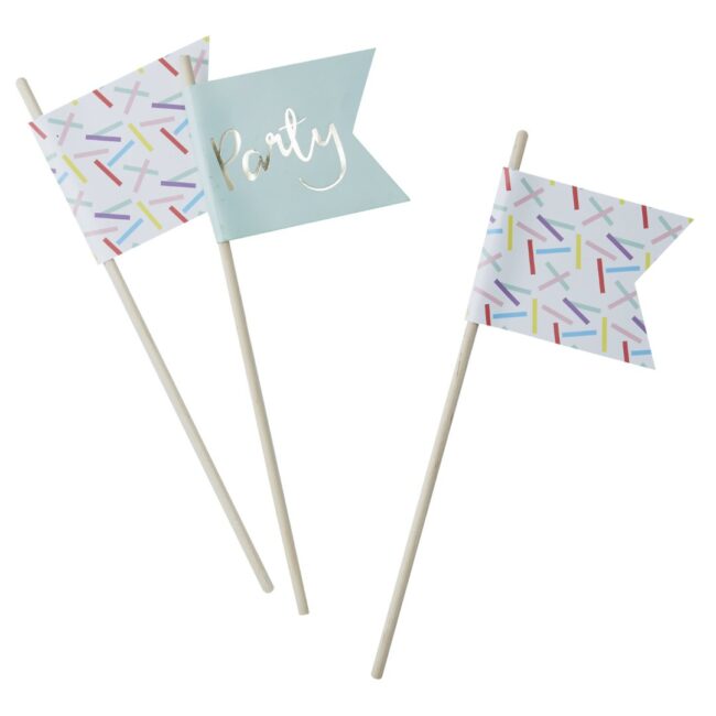 GOLD FOILED & SPRINKLES PARTY FLAGS - 10PCS