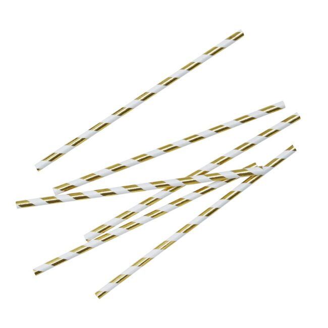 GOLD METALLIC PAPER STRAWS 25PCS