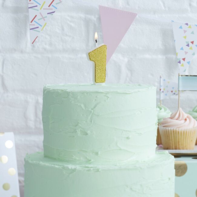 GOLD GLITTER NUMBER CANDLES 0-9 - Image 3