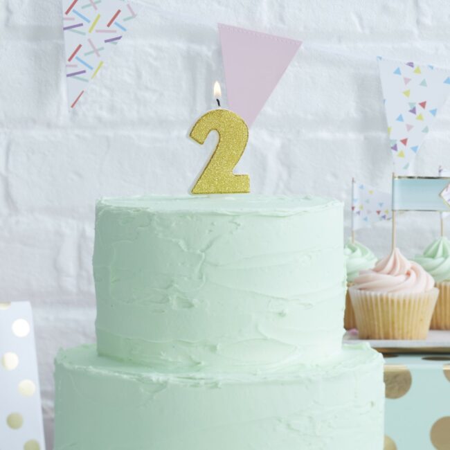 GOLD GLITTER NUMBER CANDLES 0-9 - Image 4