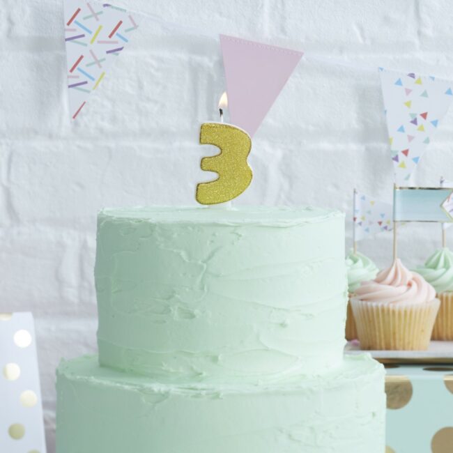 GOLD GLITTER NUMBER CANDLES 0-9 - Image 5