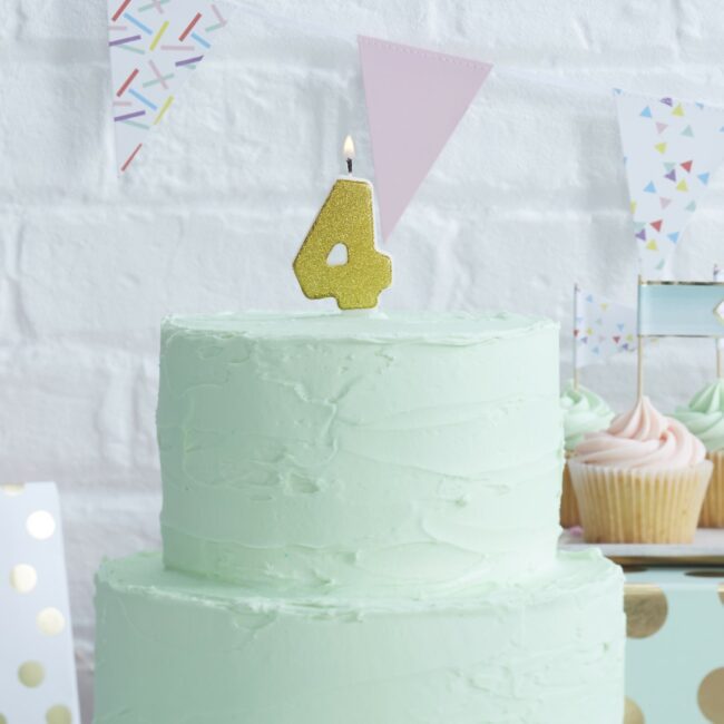 GOLD GLITTER NUMBER CANDLES 0-9 - Image 6