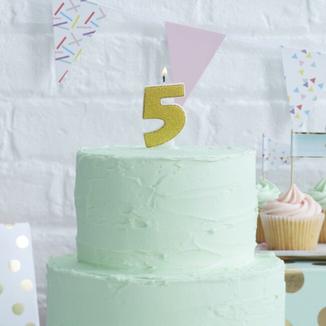 GOLD GLITTER NUMBER CANDLES 0-9 - Image 7