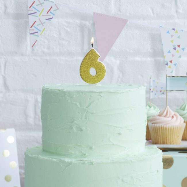GOLD GLITTER NUMBER CANDLES 0-9 - Image 8