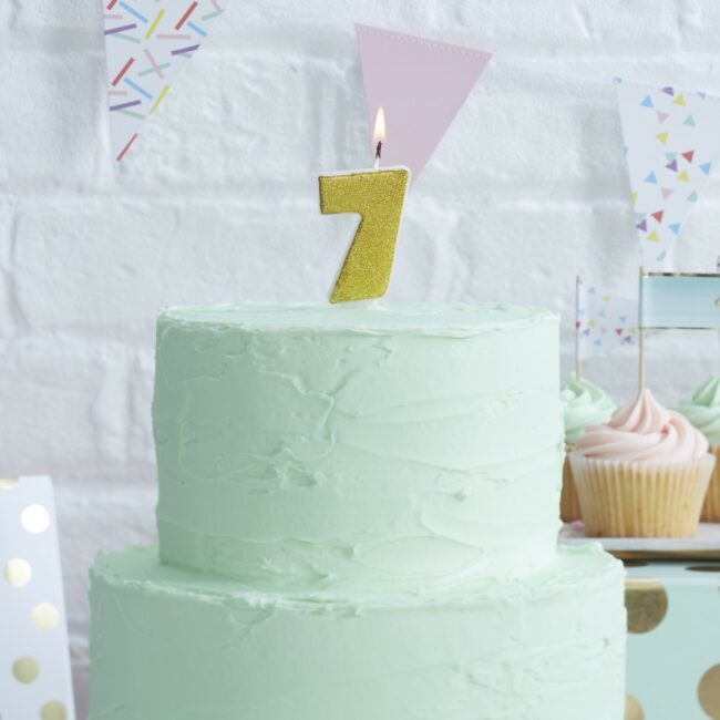 GOLD GLITTER NUMBER CANDLES 0-9 - Image 9