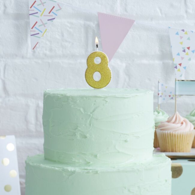 GOLD GLITTER NUMBER CANDLES 0-9 - Image 10