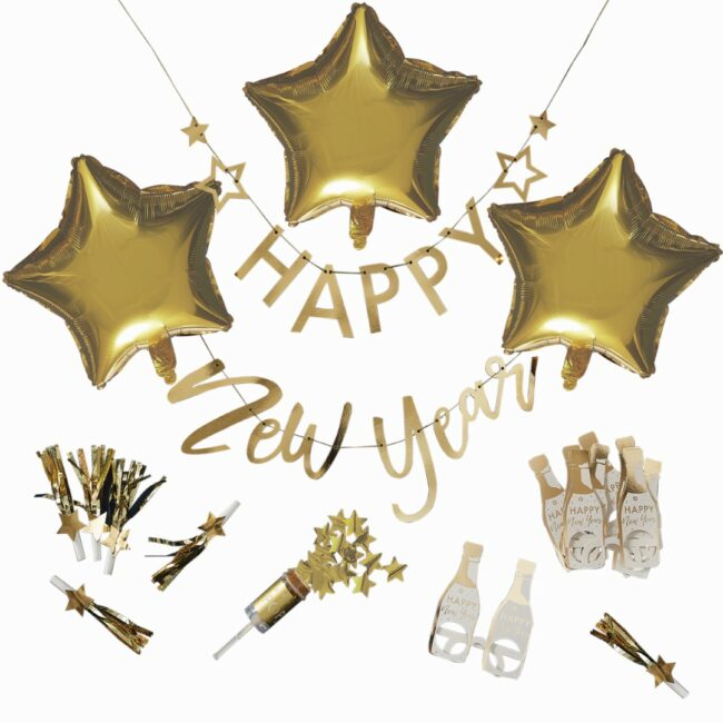 GOLD NEW YEARS EVE PARTY IN A BOX DECORATIONS