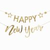 GOLD HAPPY NEW YEAR BANNER DECORATION