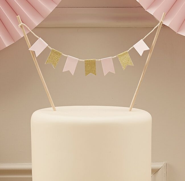 PINK & GOLD CAKE BUNTING TOPPER - Image 2