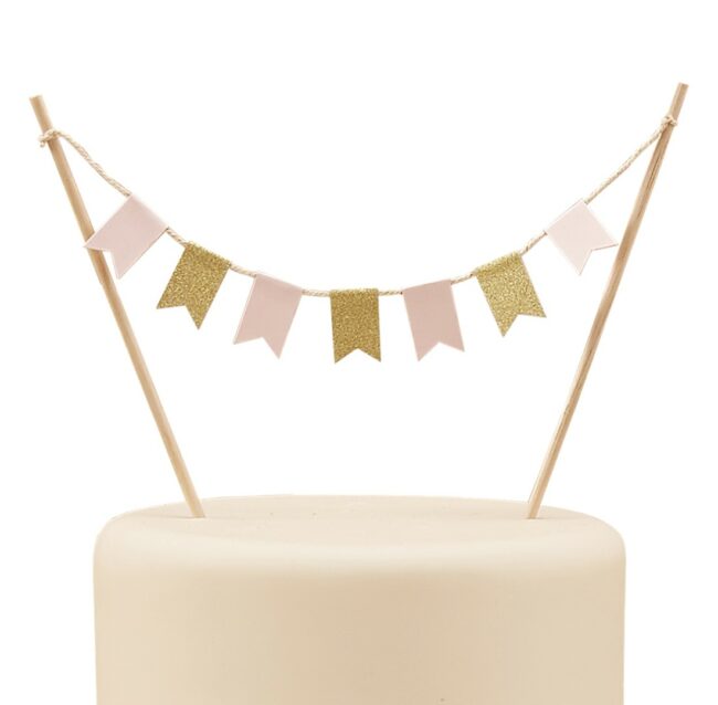 PINK & GOLD CAKE BUNTING TOPPER